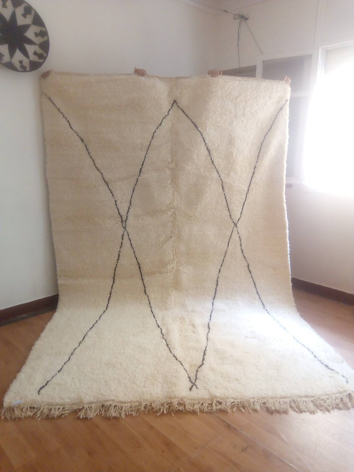 Tapis marocain Beni Ouarain tissé main - motif losanges - laine - 316 x 205 cm
