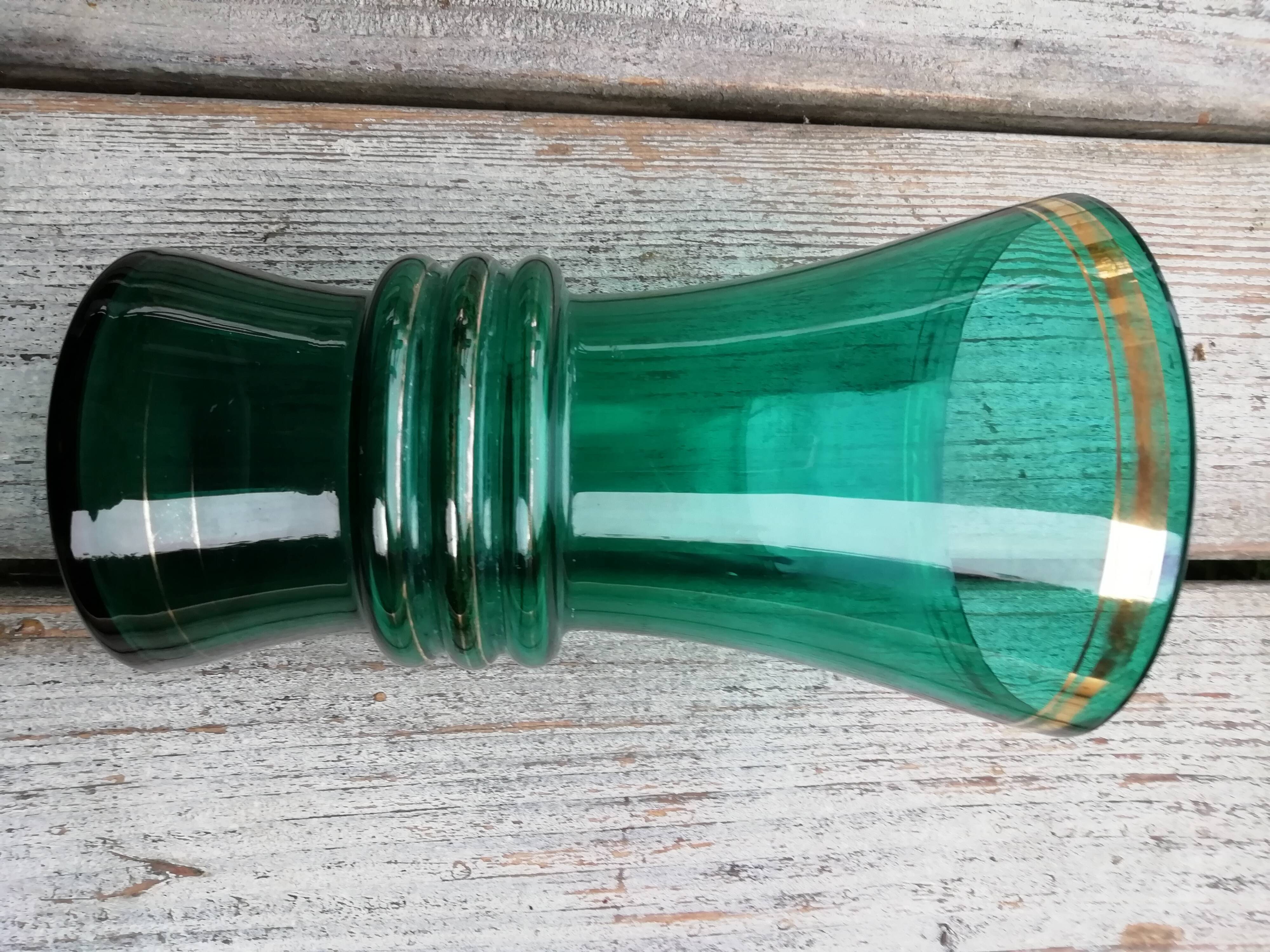 Green glass vase