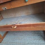 Vintage workbench with vices, antique workshop furniture.