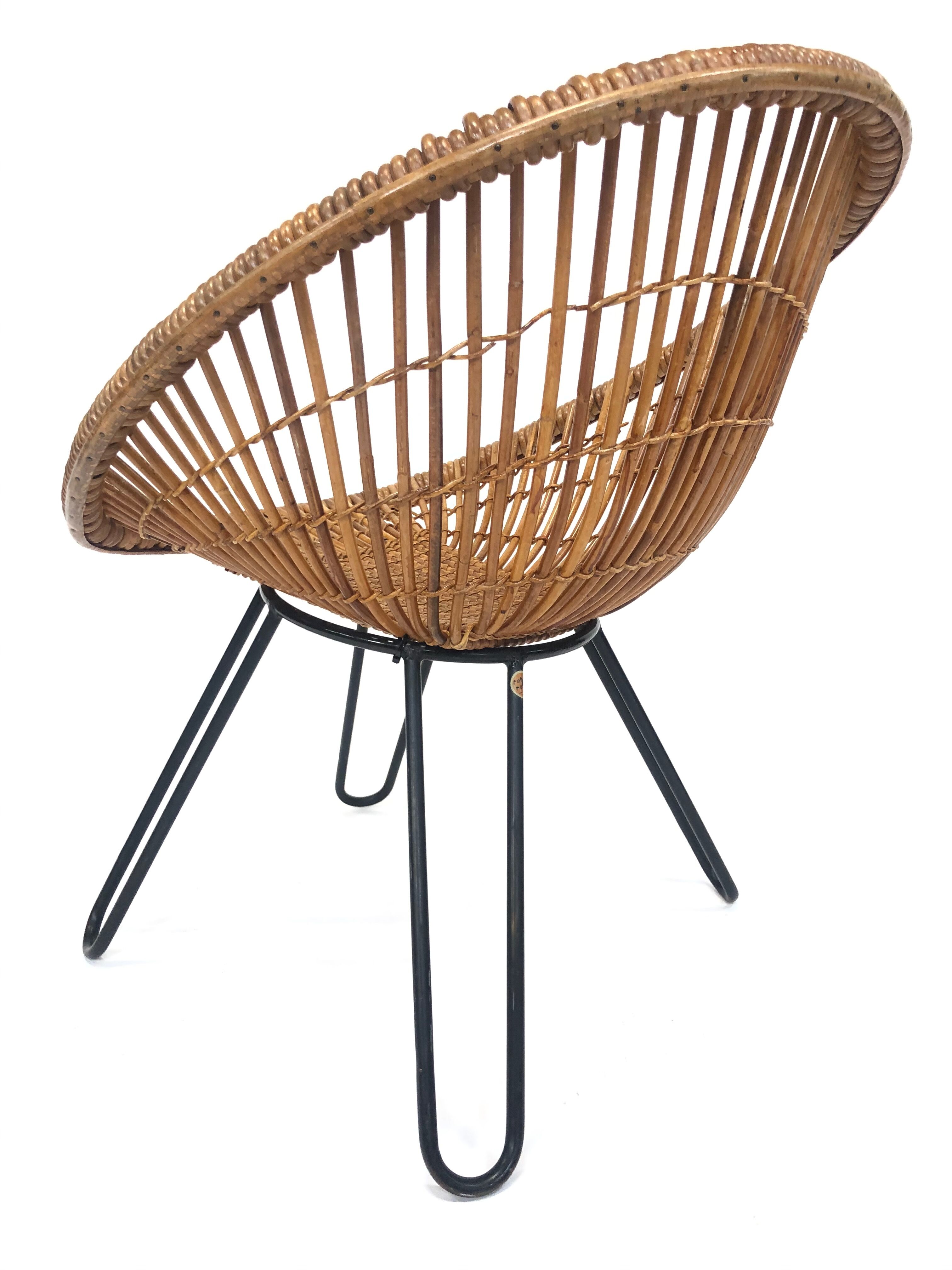 Rohe Noordwolde rattan armchair, 1960, Netherlands