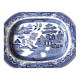 Large English Staffordshire Earthenware Dish in Blue and White Willow, Late 19th Century