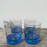 4 Verres à eau ou whisky Luminarc vert et bleu