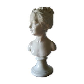 Glazed terracotta bust signed "Louise Brongniart after Houdon"