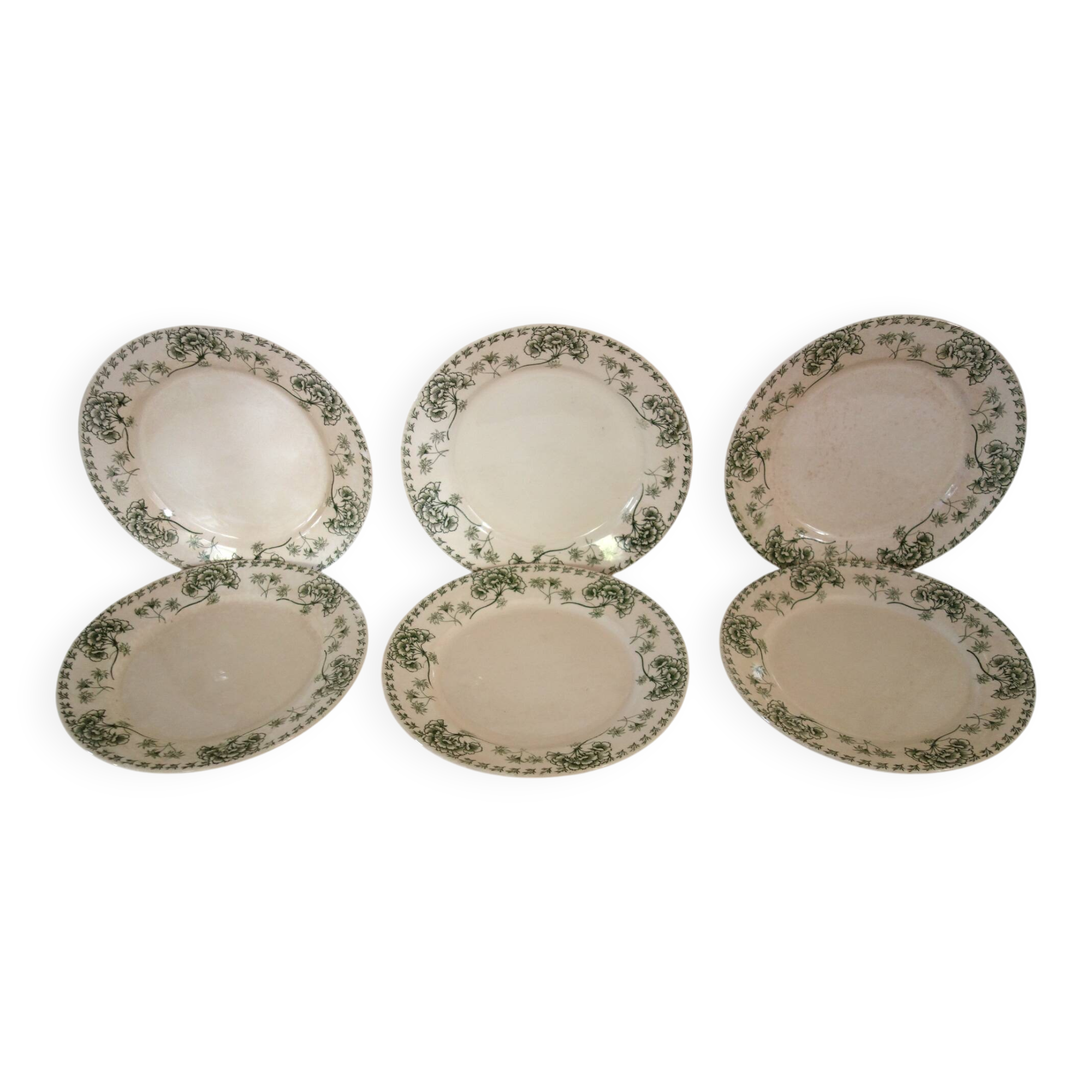 6 flat ironstone plates "Palmyre" Sarreguemines