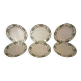 6 flat ironstone plates "Palmyre" Sarreguemines