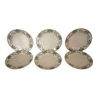 6 flat ironstone plates "Palmyre" Sarreguemines