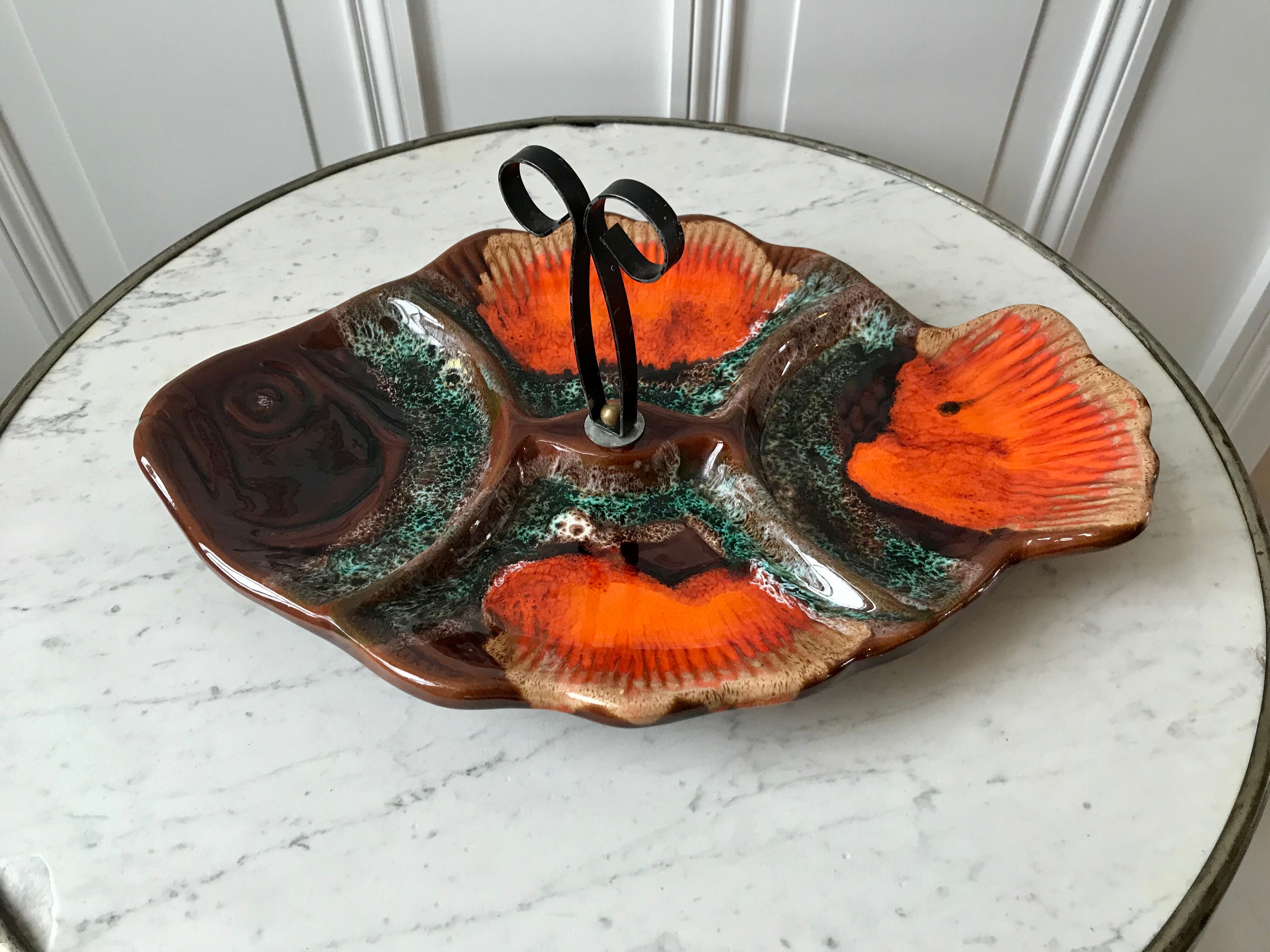 Aperitif dish fish shape signed Vallauris 70s
