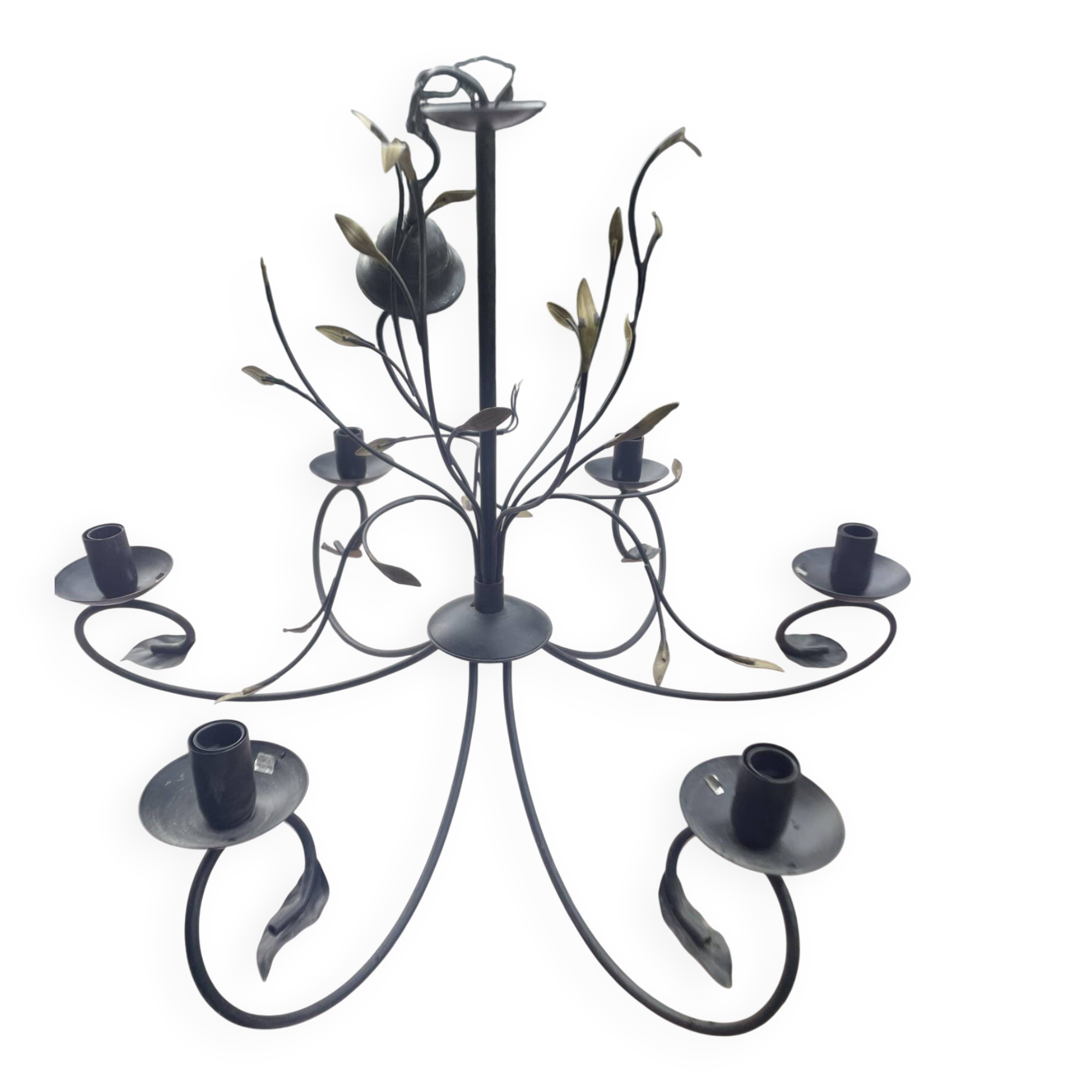 Lustre fer forgé noir et or