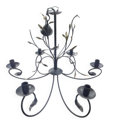 Lustre fer forgé noir et or