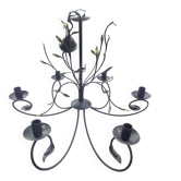 Black and gold wrought iron chandelier
