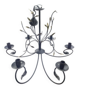 Black and gold wrought iron chandelier
