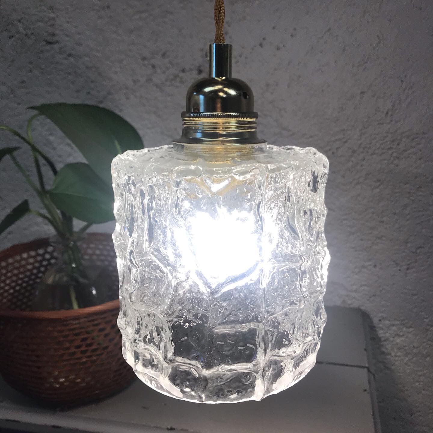 Vintage glass hanging lamp