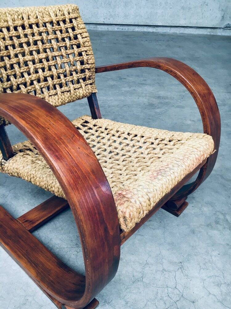 Rope Lounge Chair by Adrien Audoux & Frida Minet for Vibo Vesoul, France, 1940s