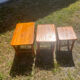 Vintage nesting table in chalet pine.