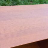 Enfilade vintage en chêne doré portes coulissantes pieds compas 1950