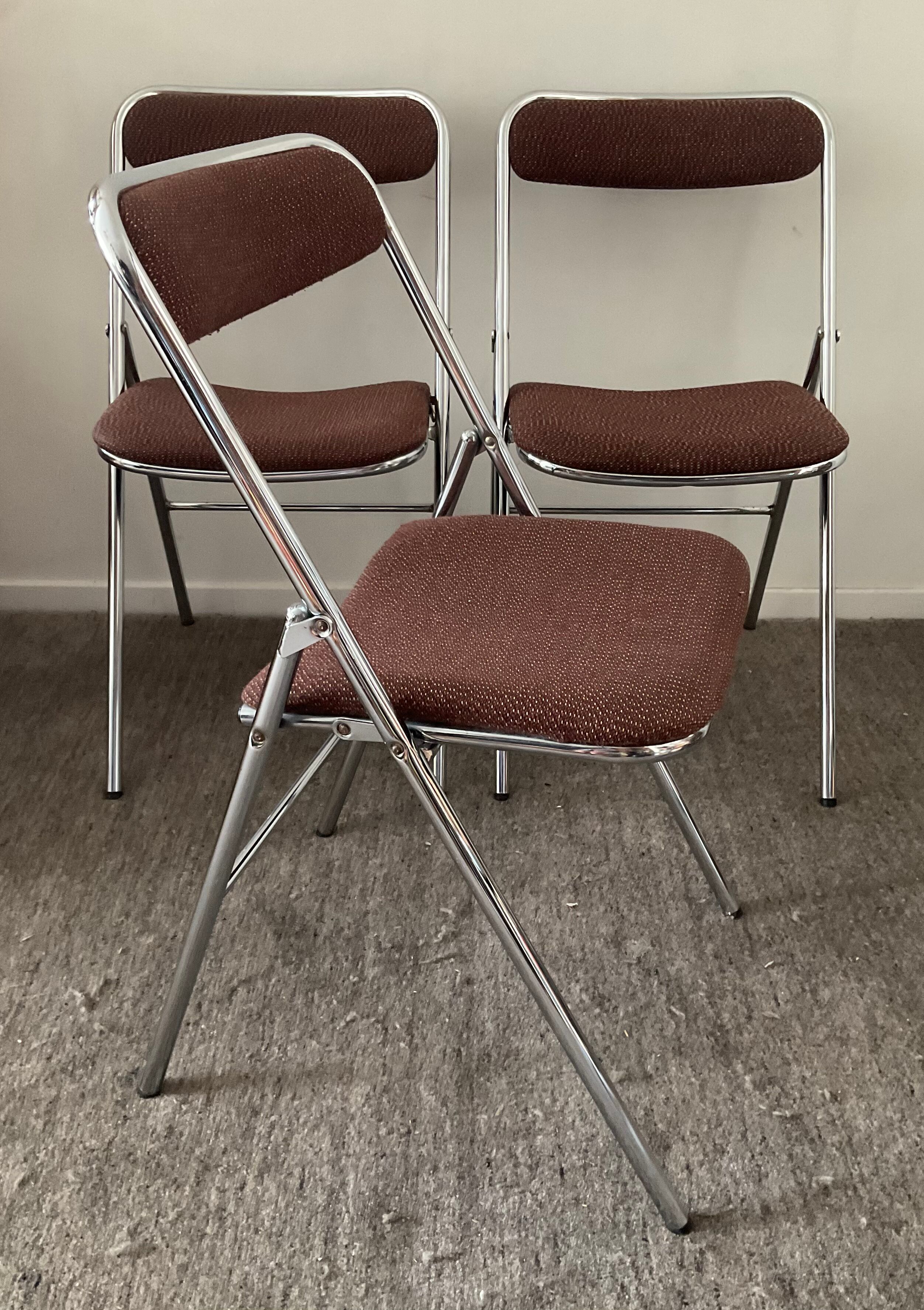 Série de 3 chaises pliantes Souvignet des années 70