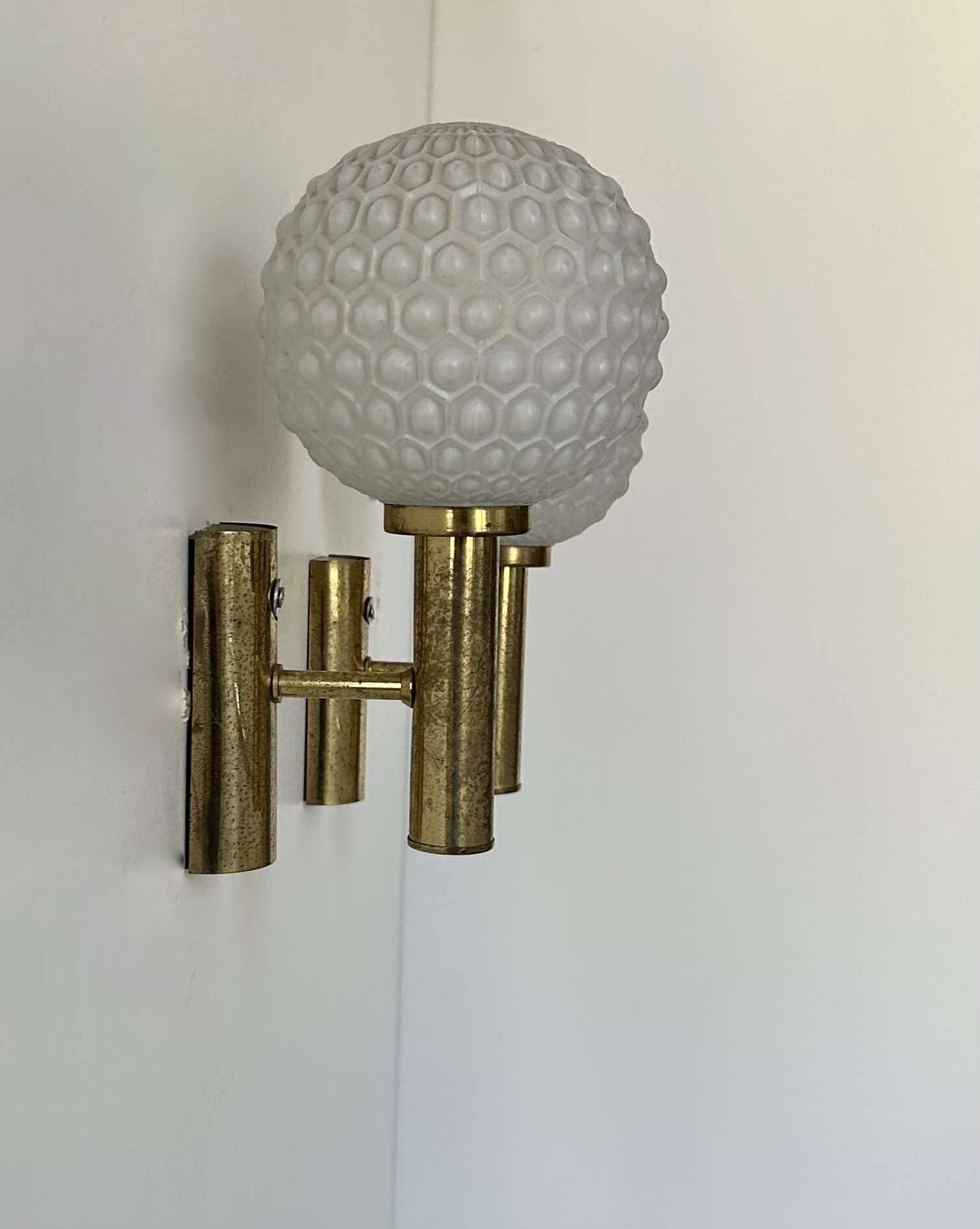 Vintage wall lamp, brass and opaline, Germany 1960