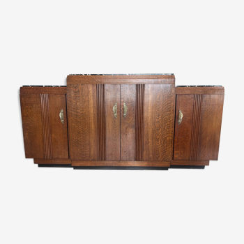 Sideboard, furniture, art deco dressoir 4 doors, marble tops and bronze handles