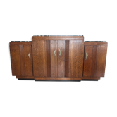 Buffet, meuble, dressoir art déco  4 portes,  plateaux en marbre et poignées en bronze