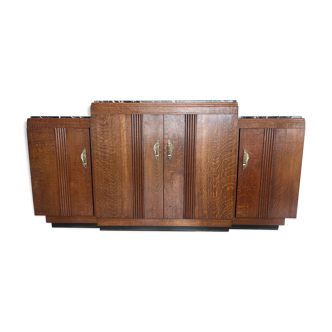 Sideboard, furniture, art deco dressoir 4 doors, marble tops and bronze handles