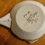 Large Keraluc Quimper G6 earthenware bowl in skillet shape