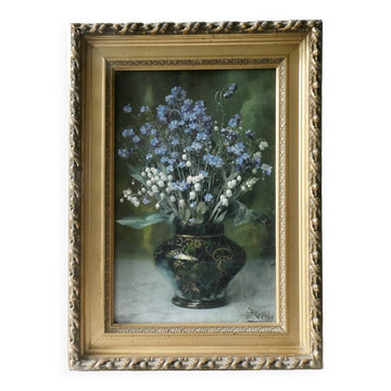 Tableau bouquet of flowers signed Théodore Coquelin late 19th century