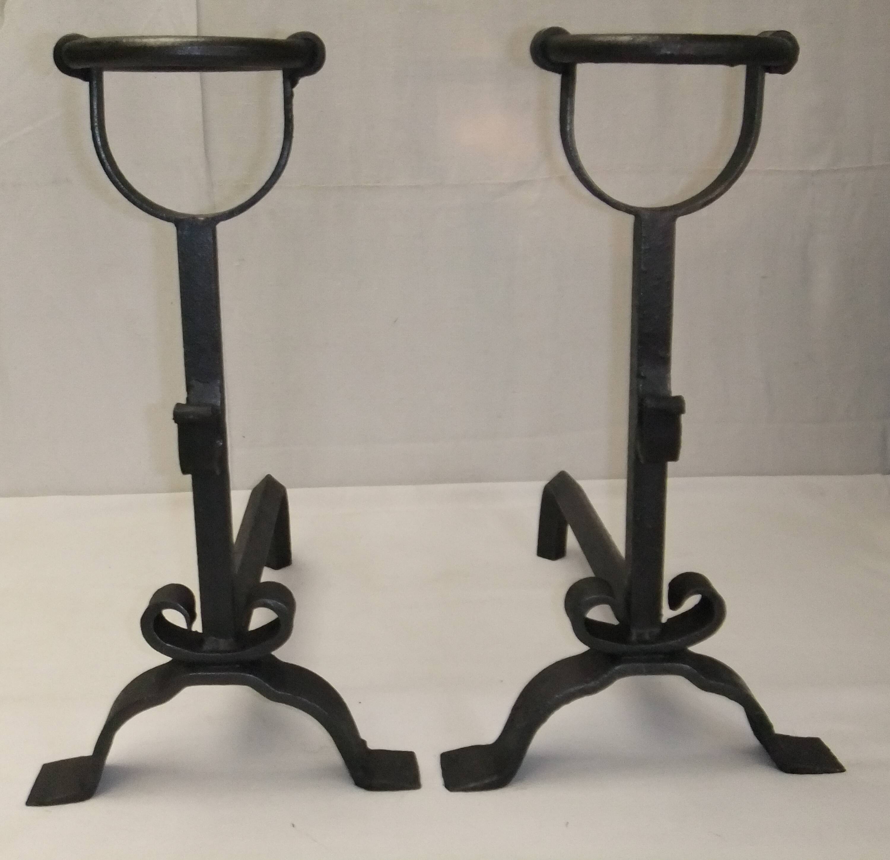 Old cast iron bowl Landier firewood fireplace accessory