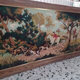 Tableau de chasse en canevas ancien fait main