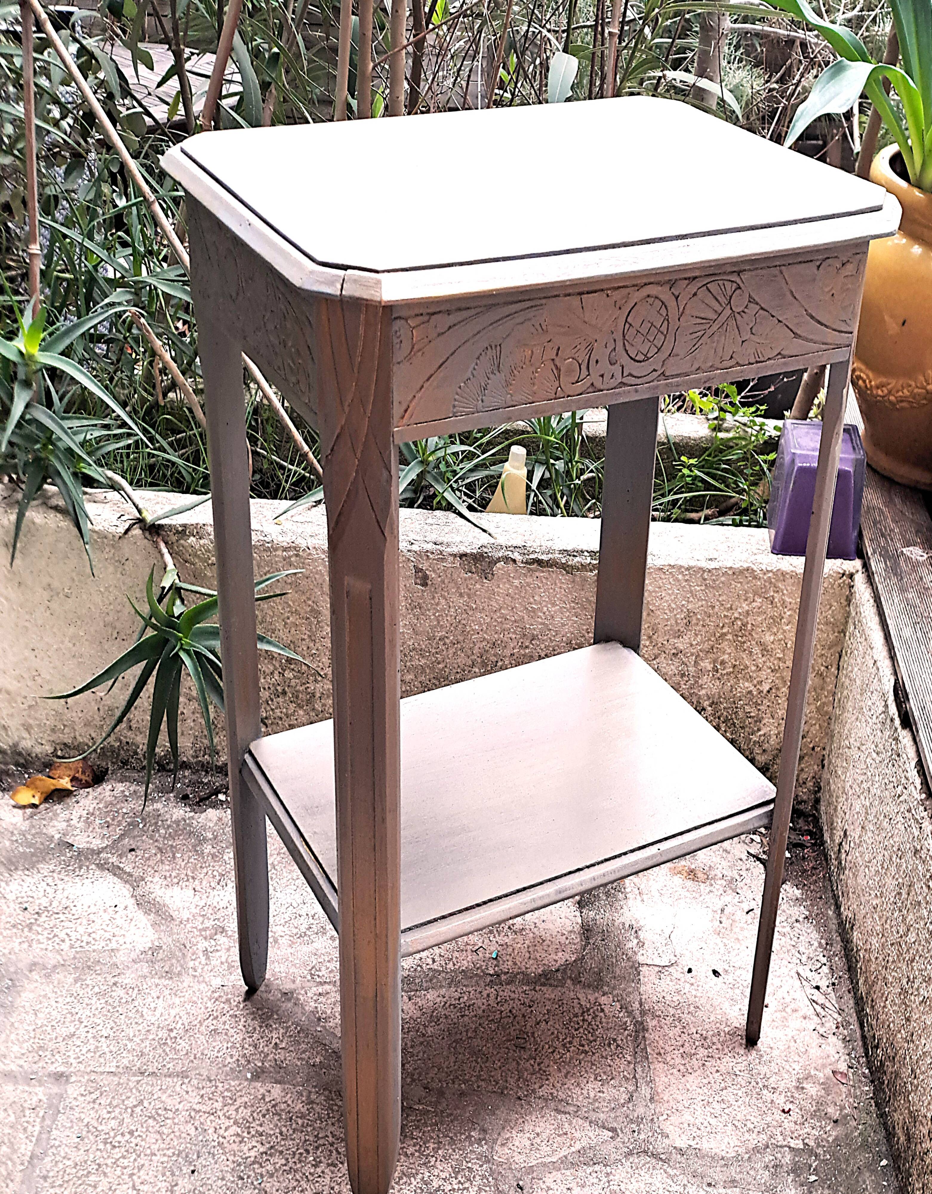 Wooden coffee table Art Deco style carved vintage interior decoration
