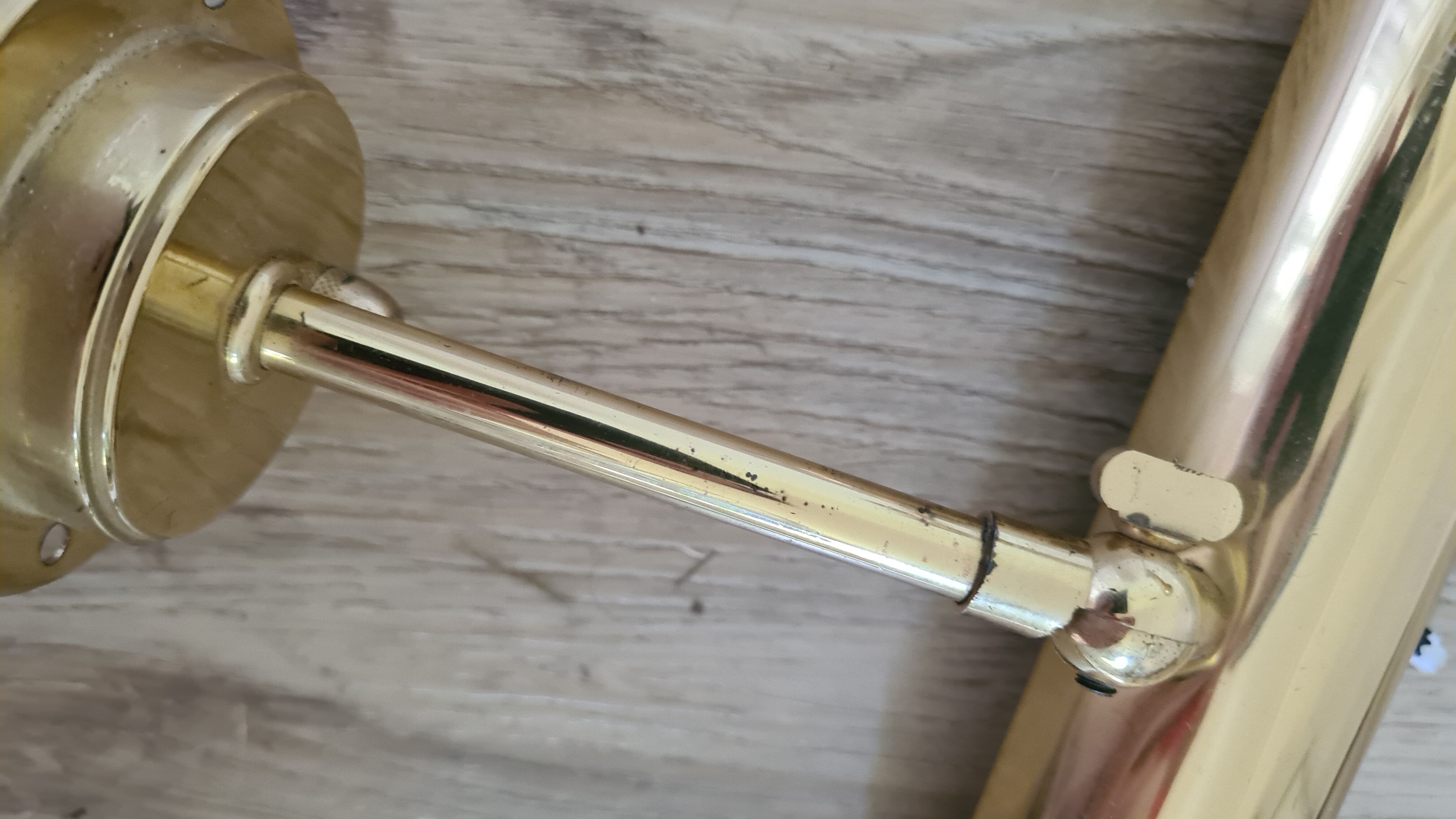 Old pair of gilded brass wall sconces / night lights from the 70s