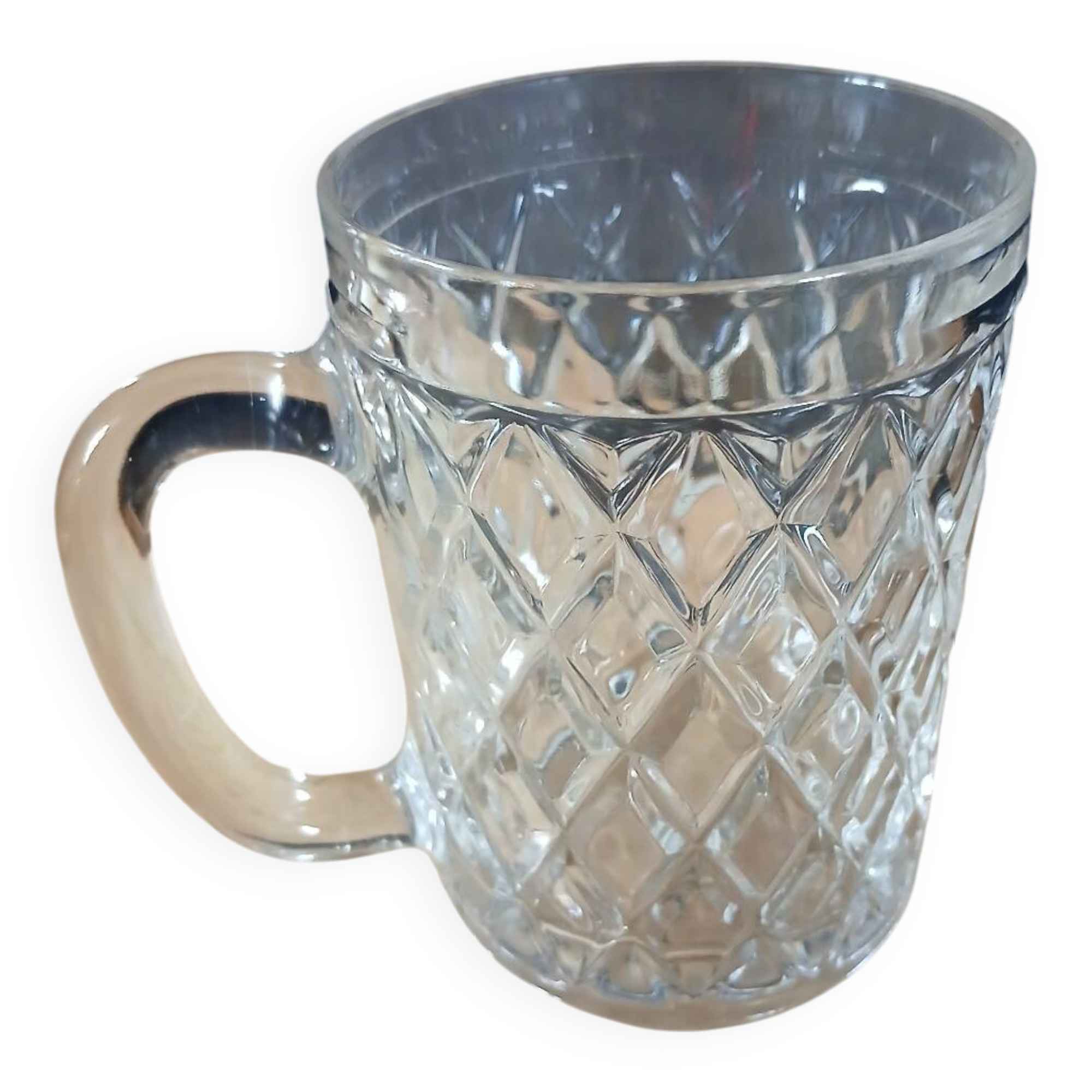 8 antique chiseled glass glasses / mugs