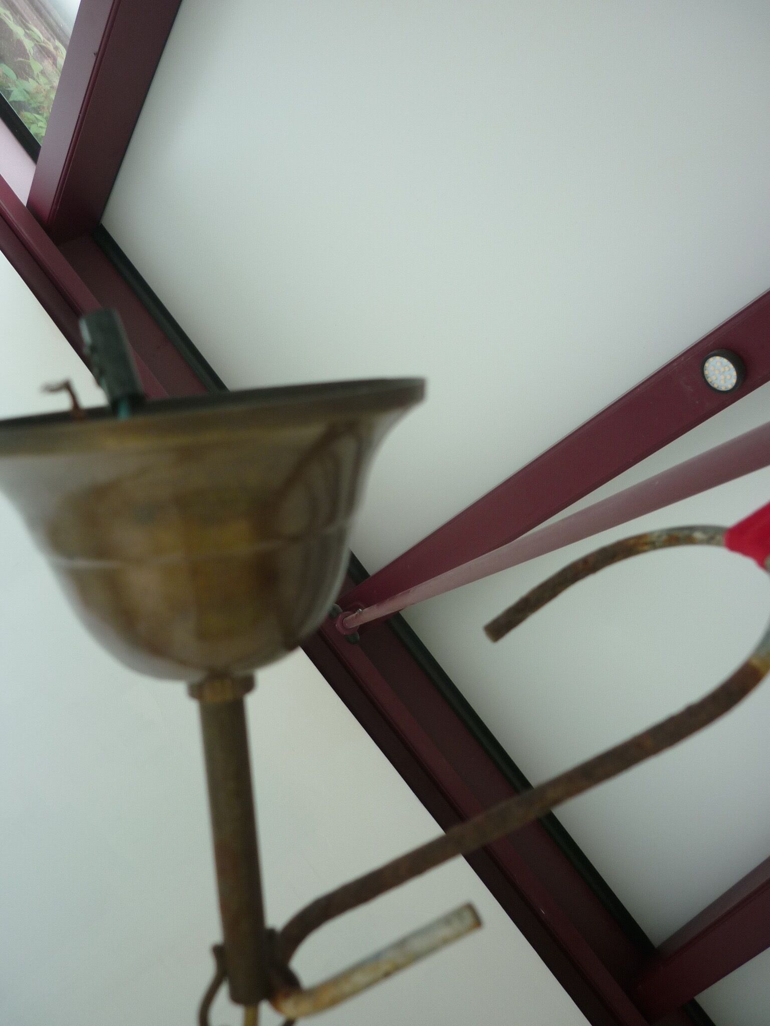 Vintage suspension cut in fluted pale pink opaline glass