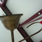 Vintage suspension cut in fluted pale pink opaline glass