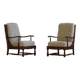 Modern Danish design, a pair of high-backed armchairs in oak and lambswool, 1950s.