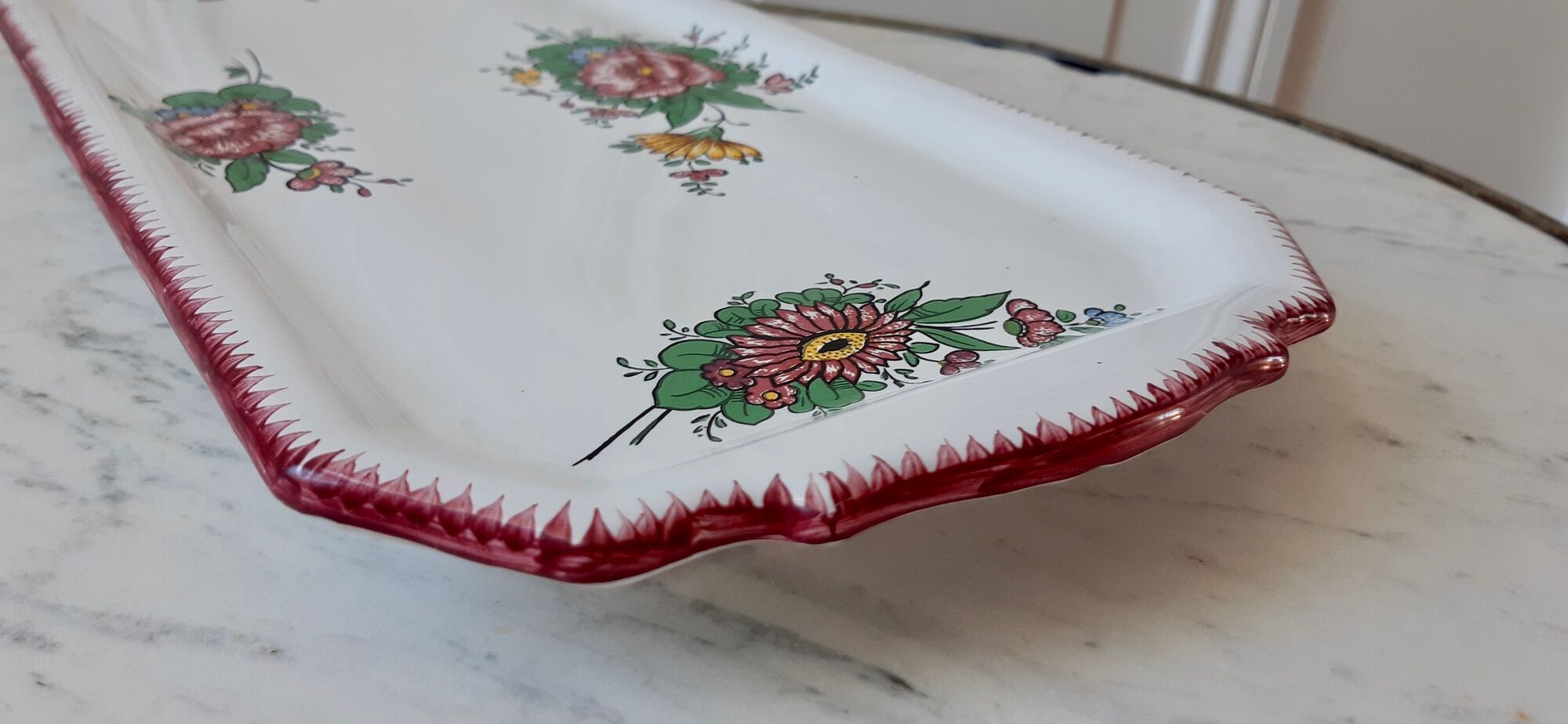 Cake dish Faiencerie d'art d'Angoulême "Le renoleau" 60s