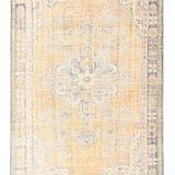 7x10 Vintage Peach Beige Large Area Turkish Vintage Rug, 195x313Cm