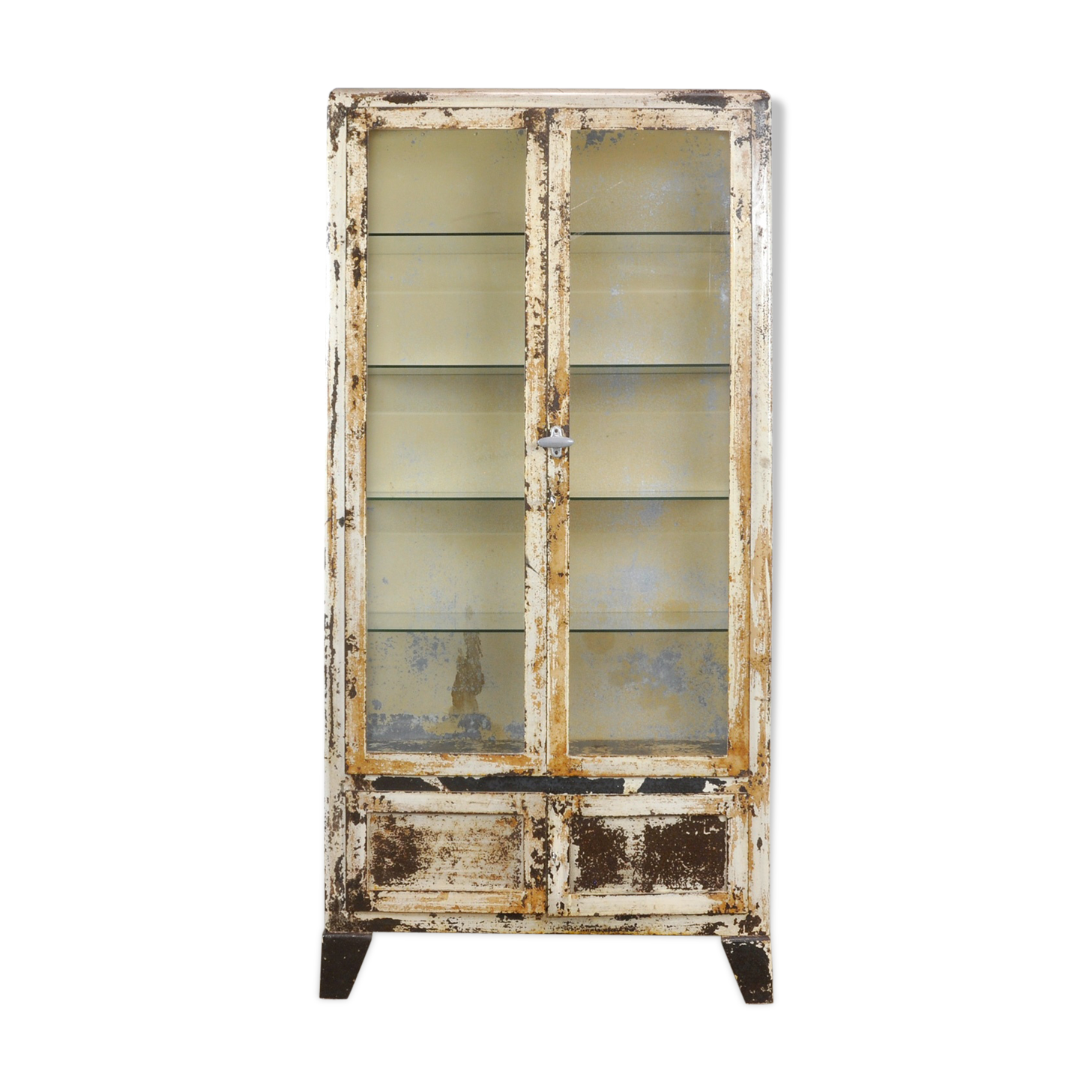 Vintage Steel And Glass Medical Cabinet, 1930's