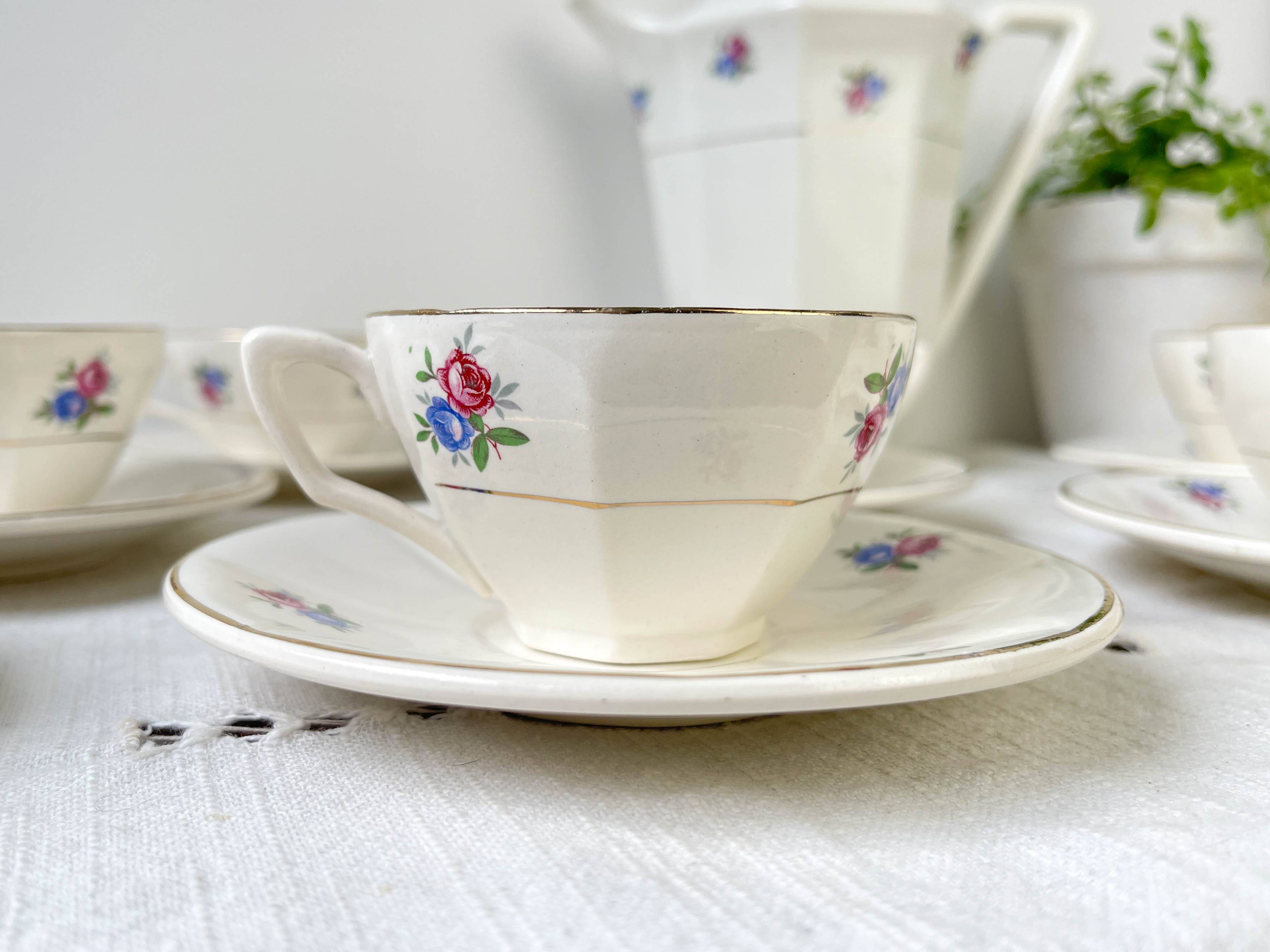 Vintage floral porcelain tea set DIGOIN SARREGUEMINES