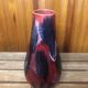 Old soliflore vase ceramic red blue black 70s vintage #a411