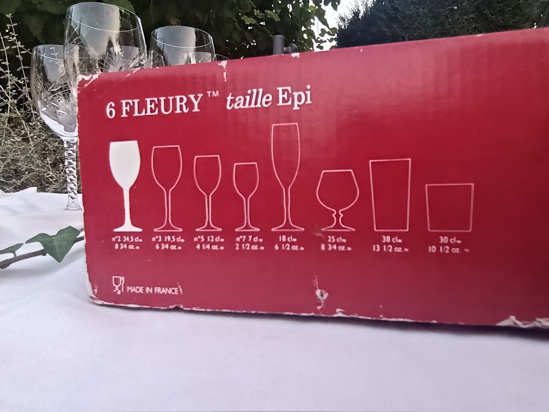 6 stemmed glasses 24 cl "épi" - Fleury, Cristal d'Arques