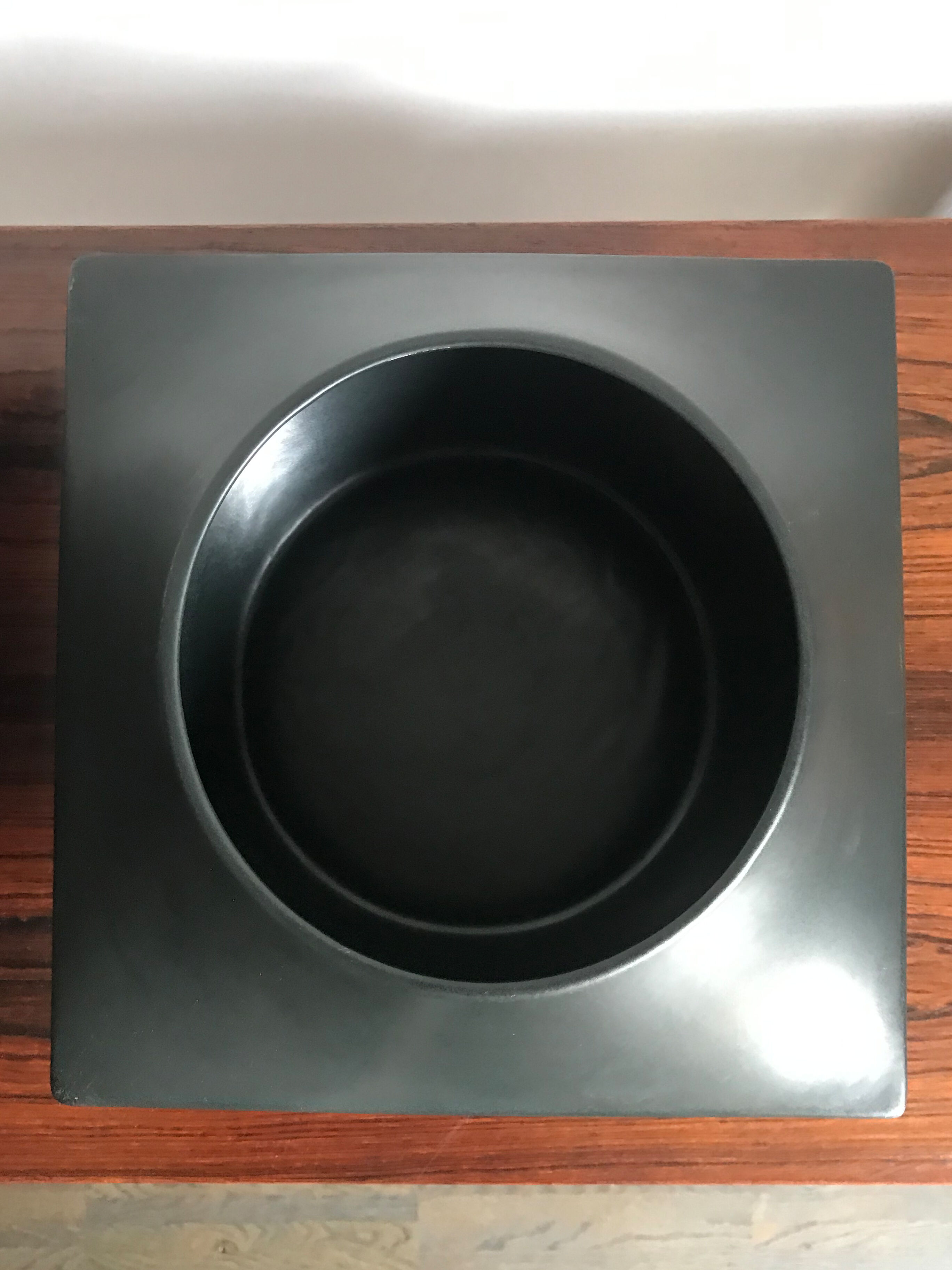 Franco Pozzi Italian black ceramic centerpiece vase 1960s