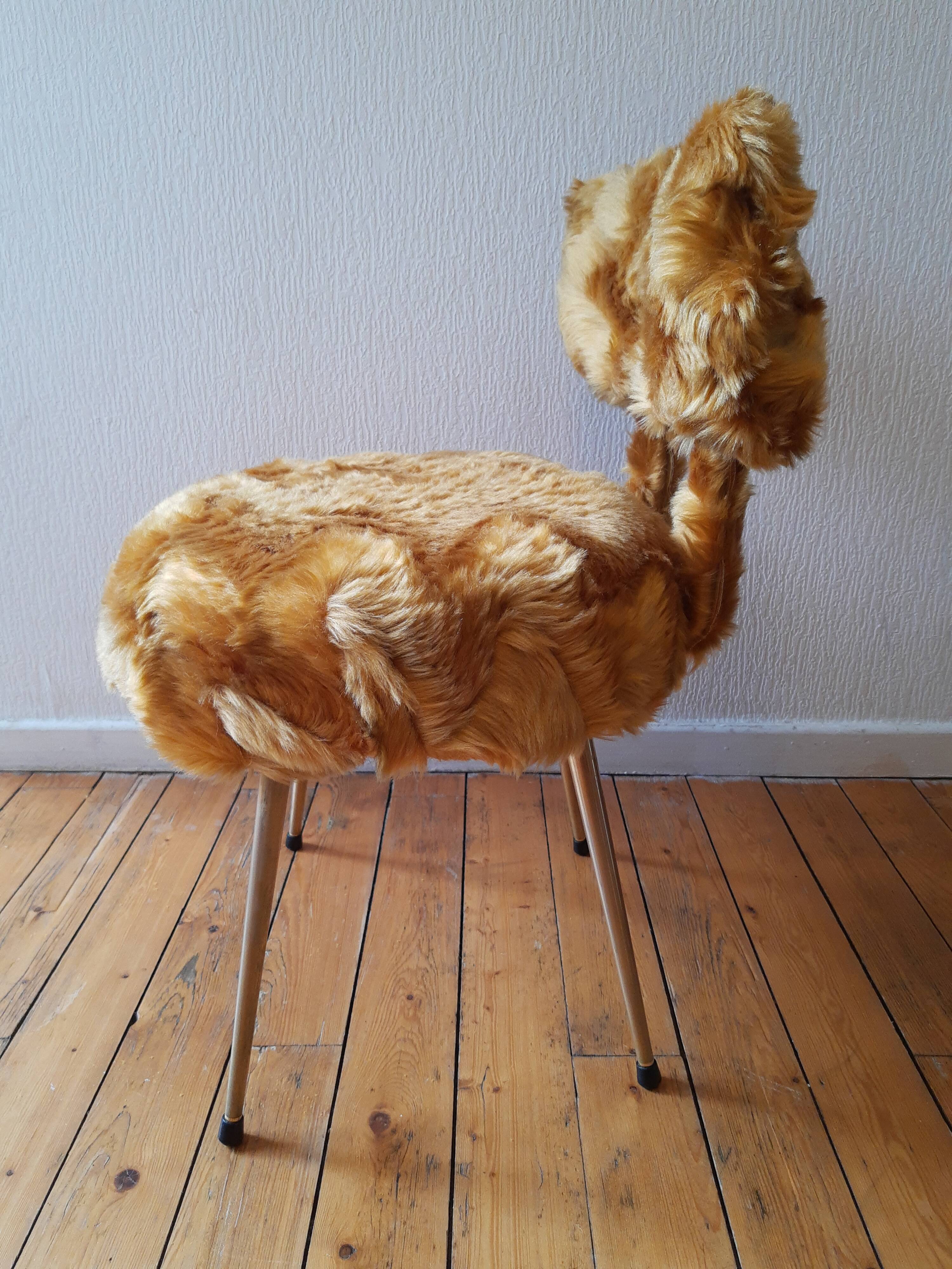 Vintage Moumoute Chair Pelfran Mustard Yellow