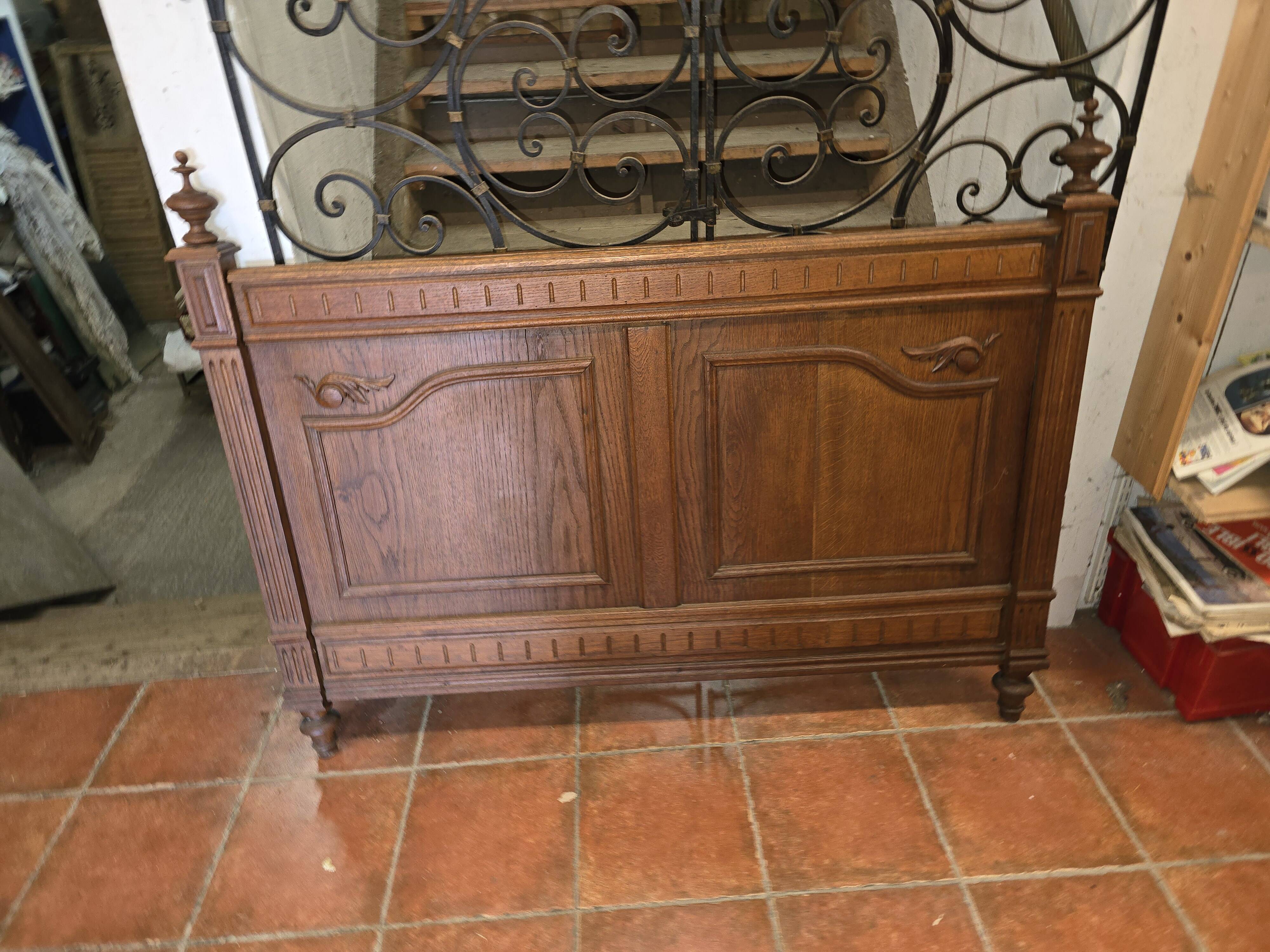Antique oak headboard