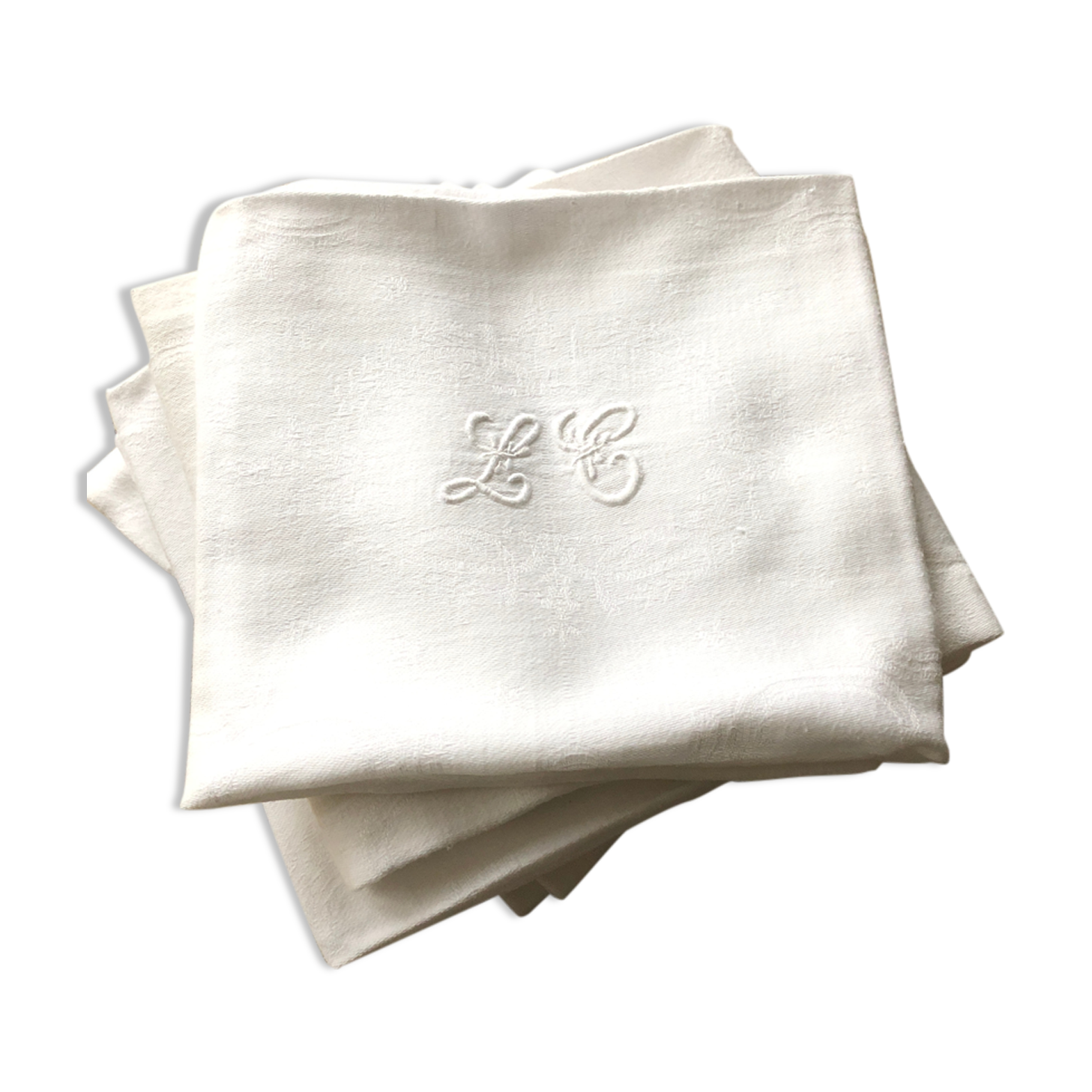 9 monogram napkins "L.C"