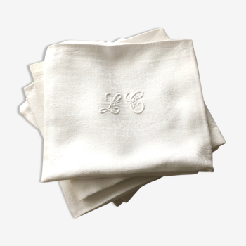 Set de 9 serviettes de table monogramme « L.C»