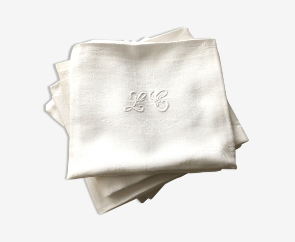 Set de 9 serviettes de table monogramme « L.C»