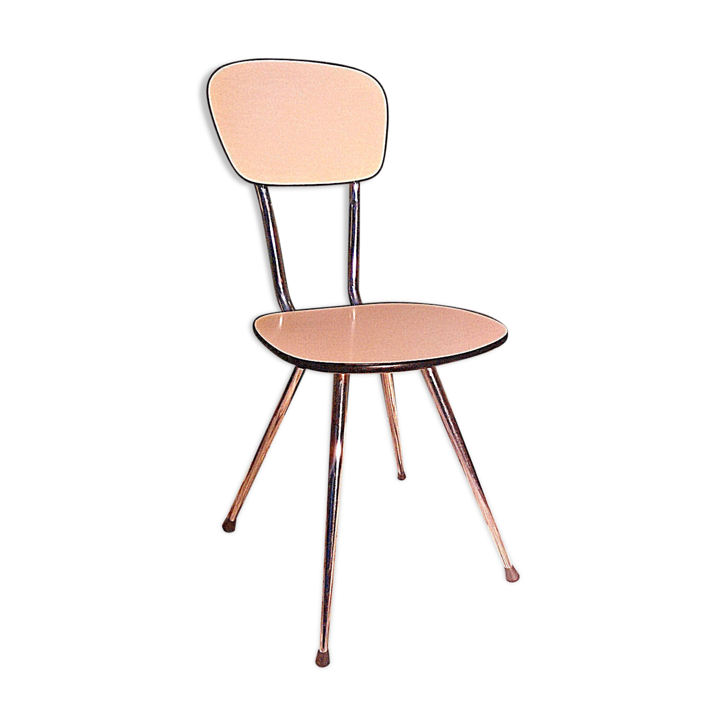 Chaise en formica blanche et noire vintage design années 60