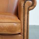 Cognac-Colored Armchair Made of Cowhide Leather