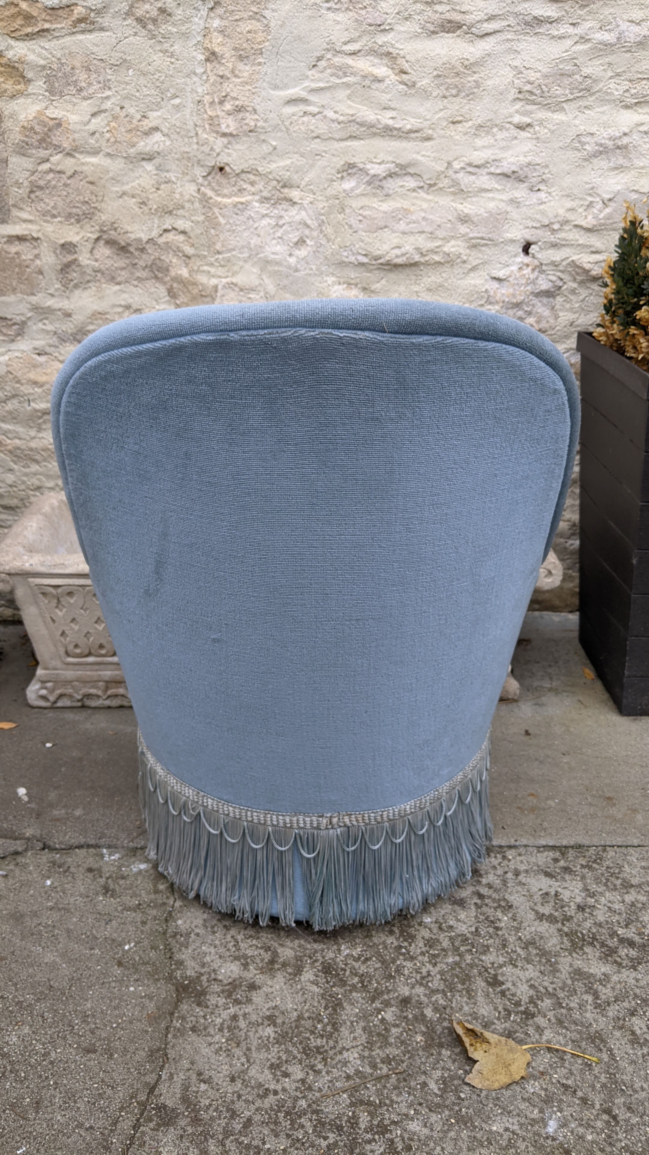 Chauffeuse velours bleu lagon