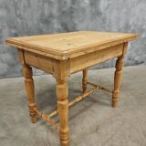 Antique pine table, folding and rotating